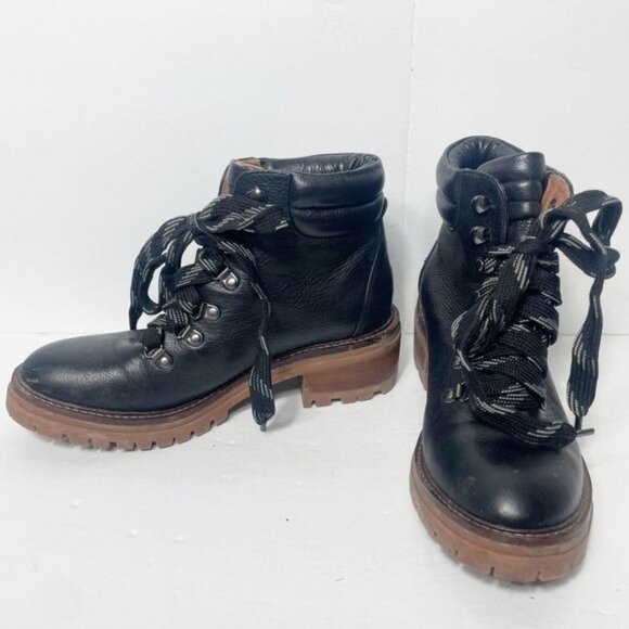 Gentle Souls Brenna Combat Moto Boot Black Lace-Up Leather Upper Size 7.5 - Picture 11 of 15